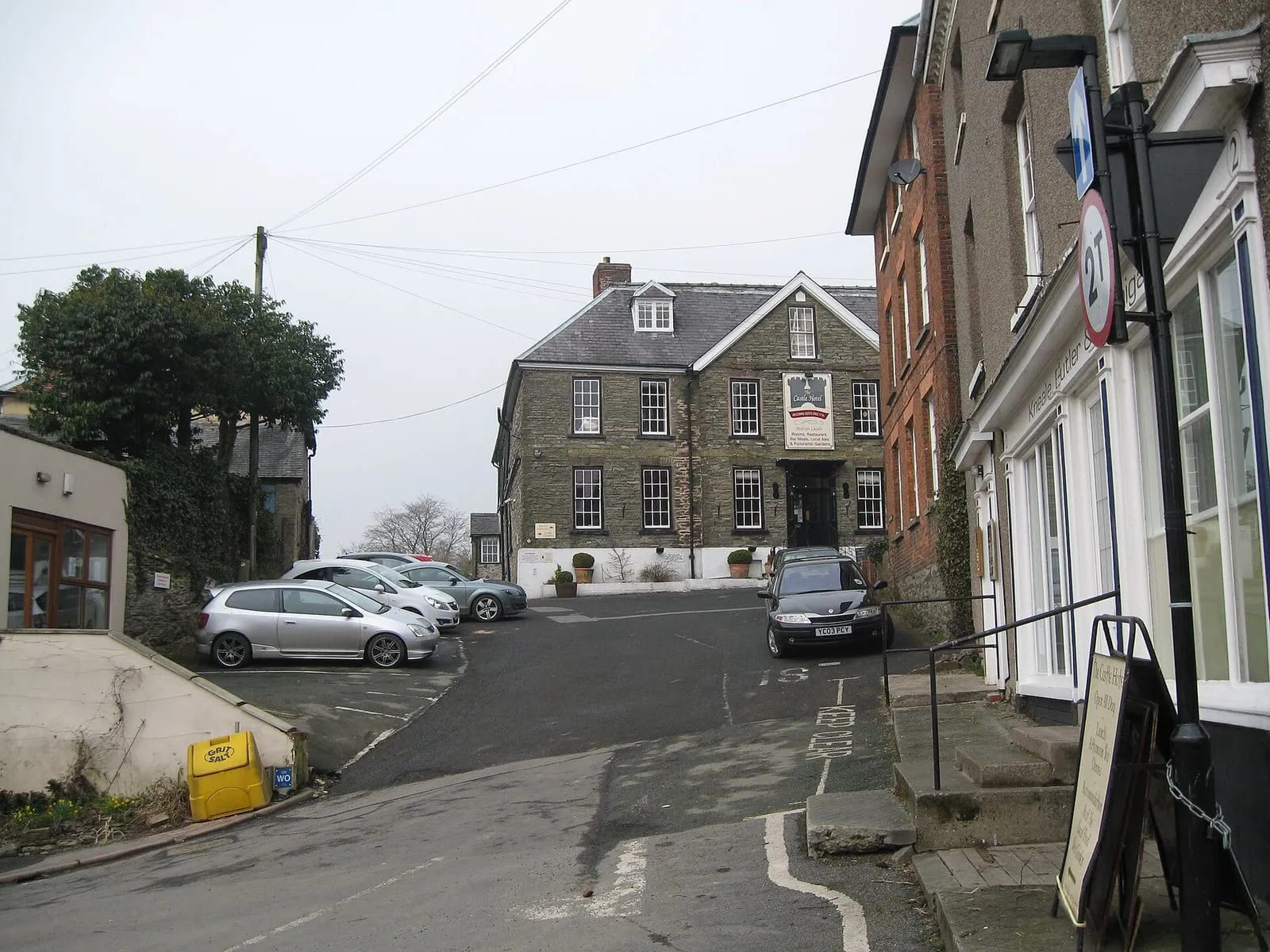The Castle Hotel and stone houses on the steep main street of Bishop’s Castle — Drainage services in Bishop’s Castle